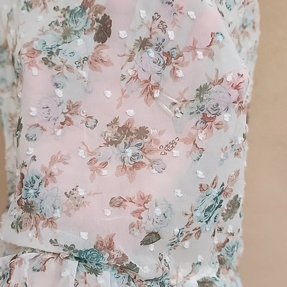 RUBY ROSE Lace Tank Top Small S Eyelet Ruffle Hem Cottagecore Fairy - Picture 10 of 13